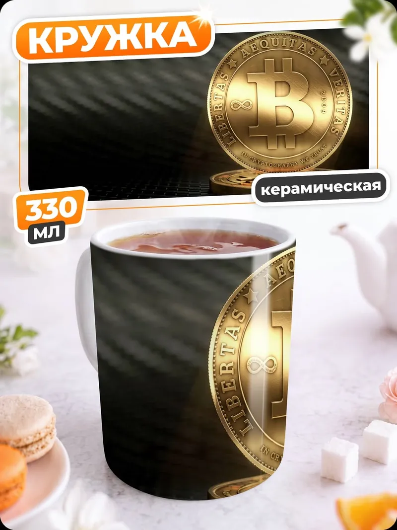 Кружка керамическая Золотой биткоин монета