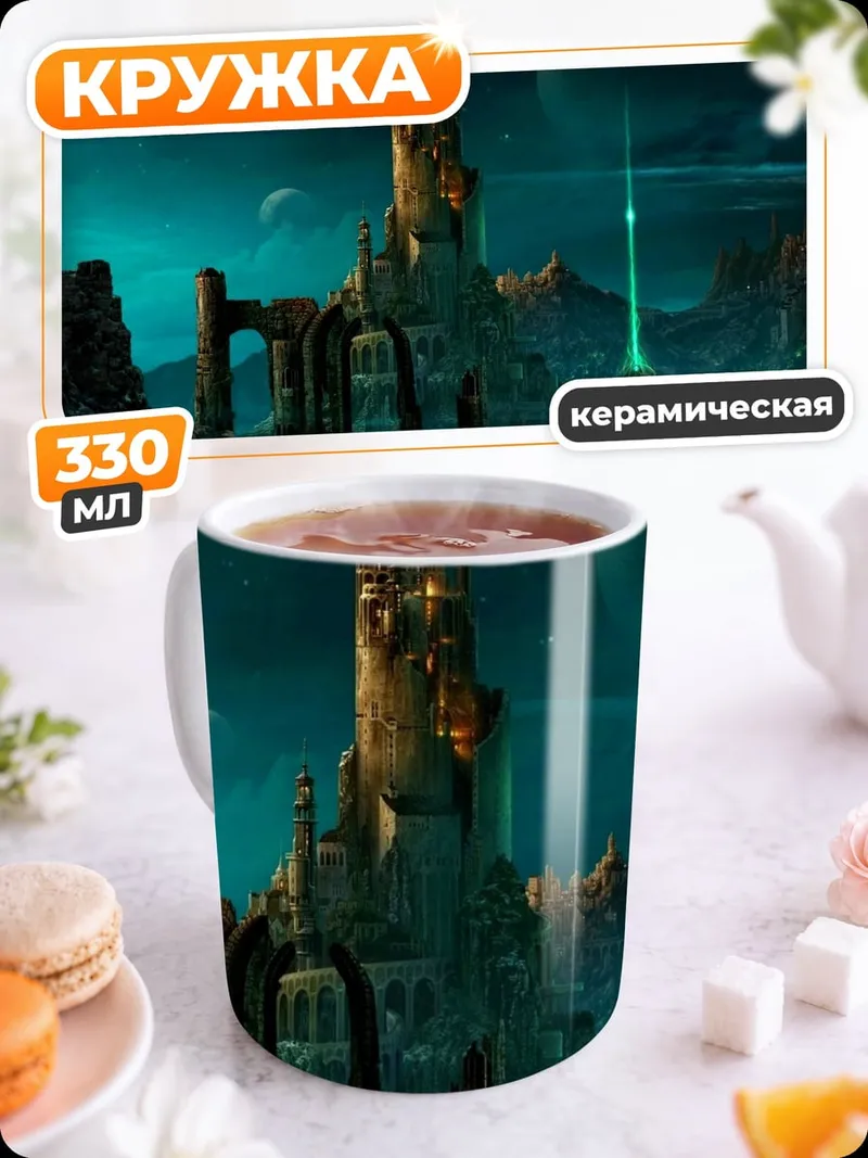 Кружка керамическая Фантастический замок на планете