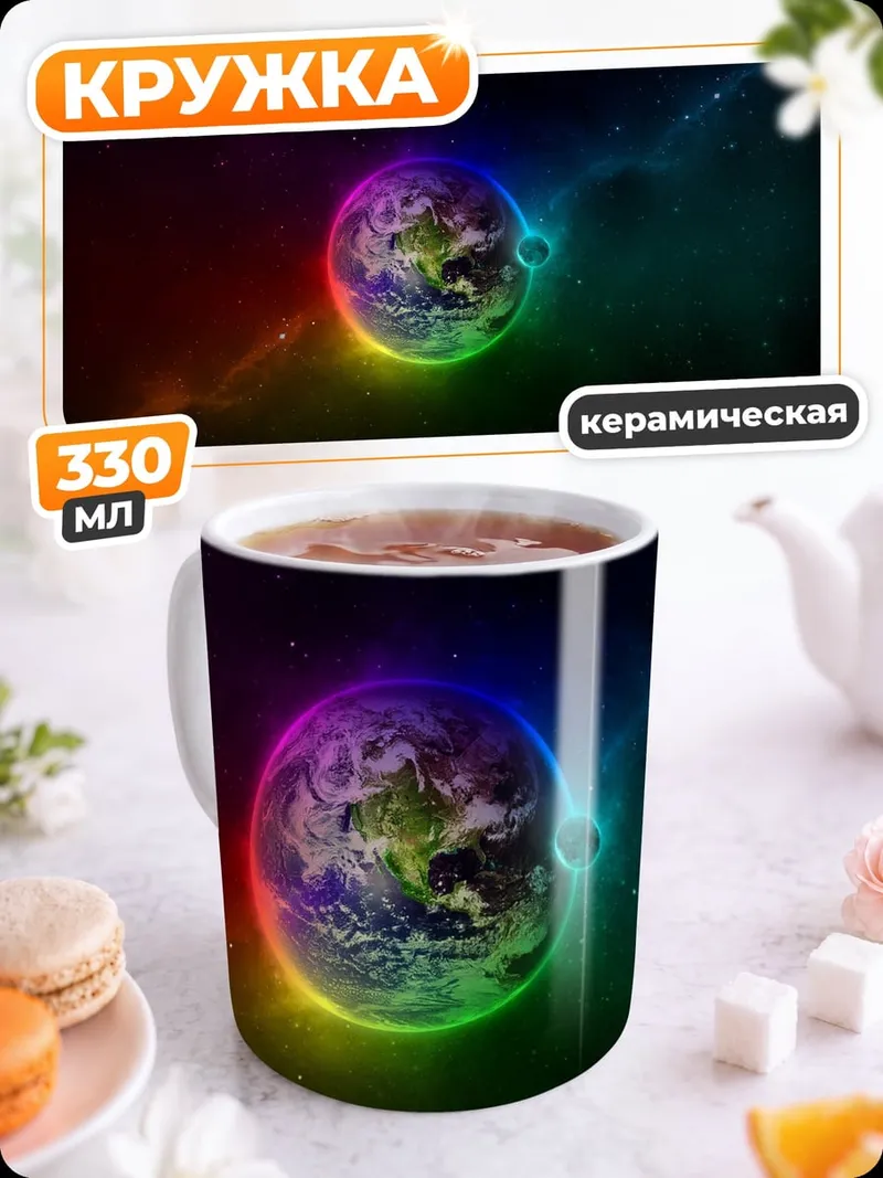 Кружка керамическая Радужная планета космос