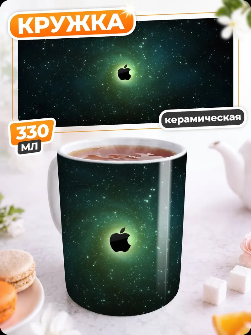 Кружка керамическая Яблоко в космосе