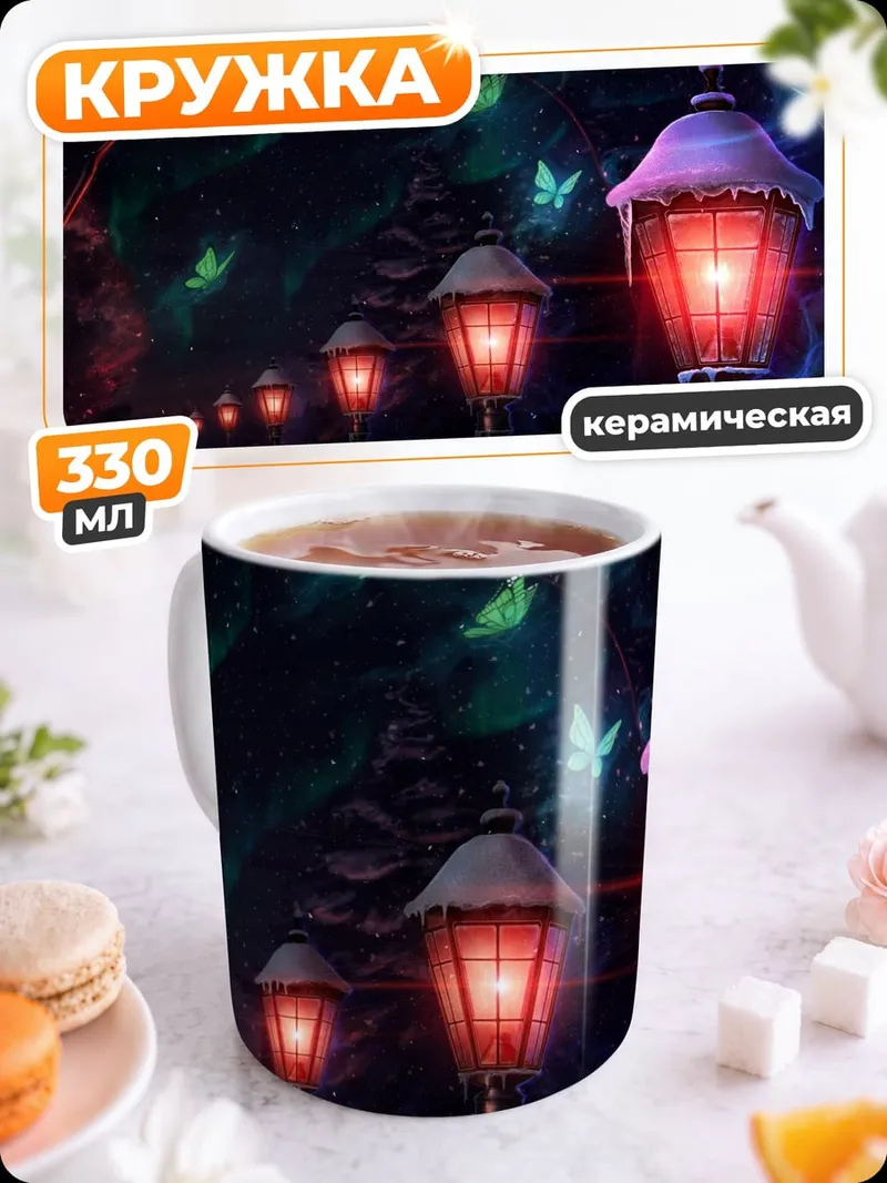 Кружка керамическая Сказочный лес фонари