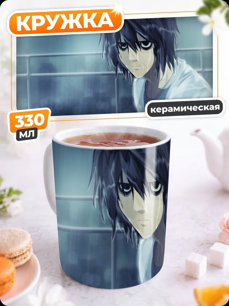 Кружка керамическая Персонаж L дождь