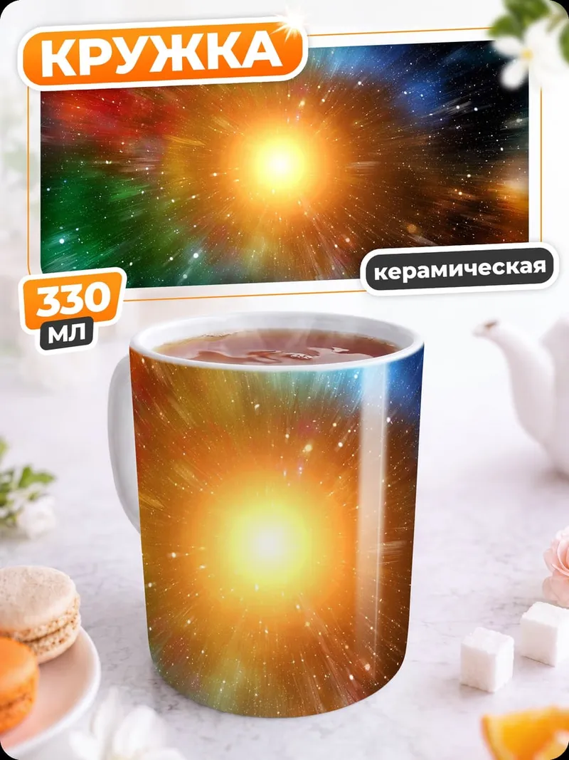 Кружка керамическая Космический взрыв цвета