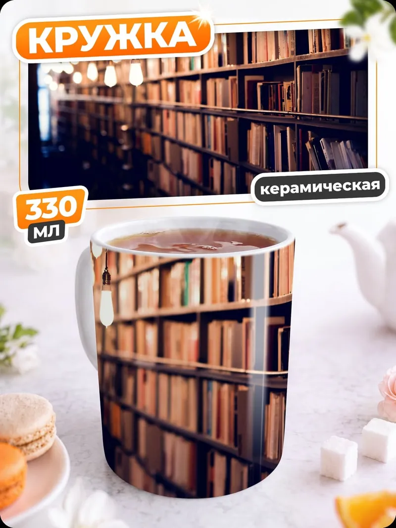 Кружка керамическая Книжные полки