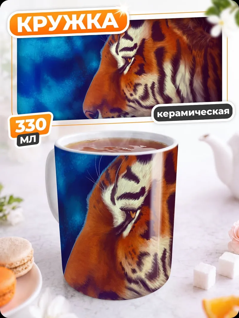 Кружка керамическая портрет тигра