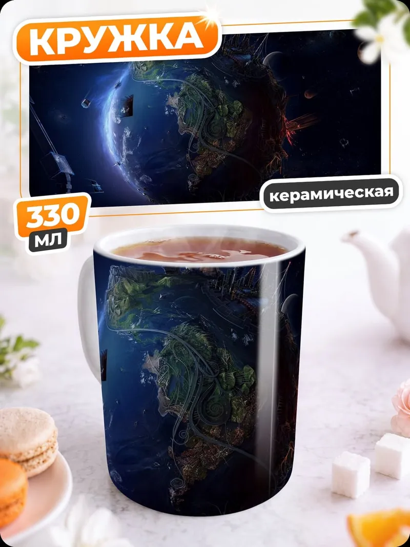 Кружка керамическая Земля в космосе