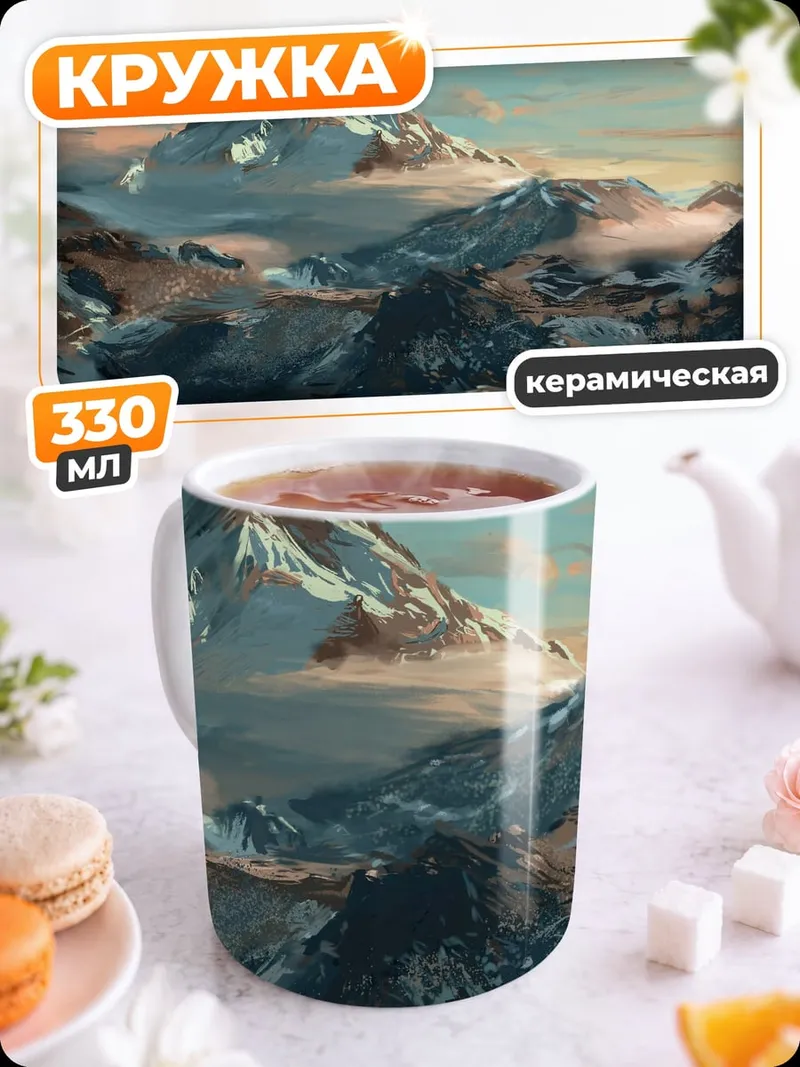 Кружка керамическая Горный пейзаж