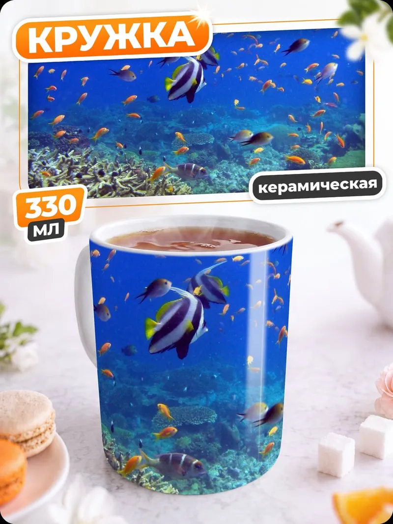 Кружка керамическая Подводный мир коралловый риф