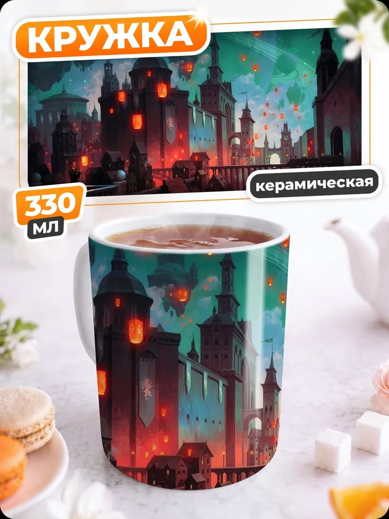 Кружка керамическая город фонарей