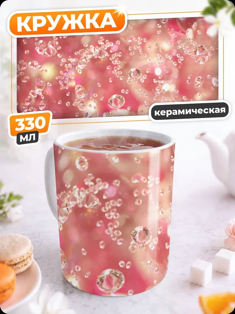 Кружка керамическая Розовые пузырьки