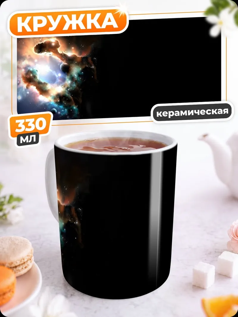 Кружка керамическая космическая туманность планета