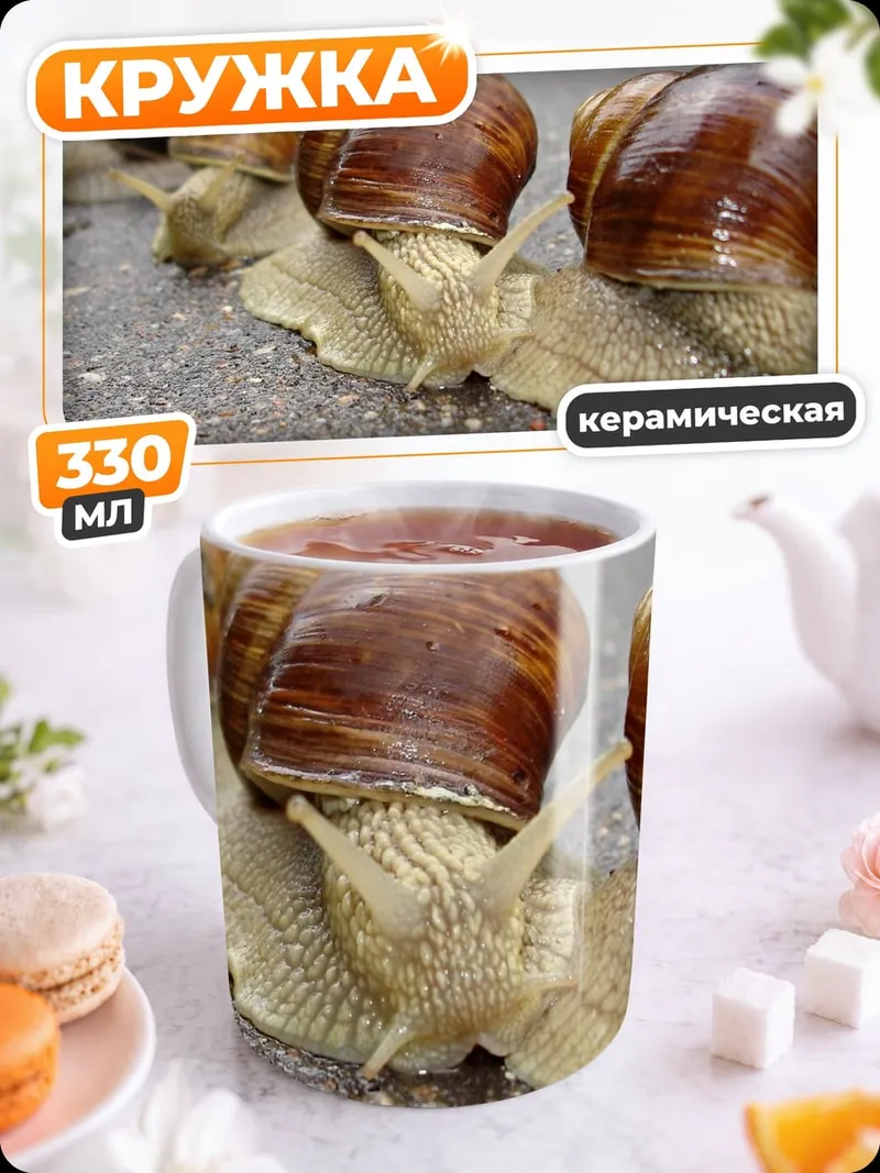 Кружка керамическая Улитки на асфальте