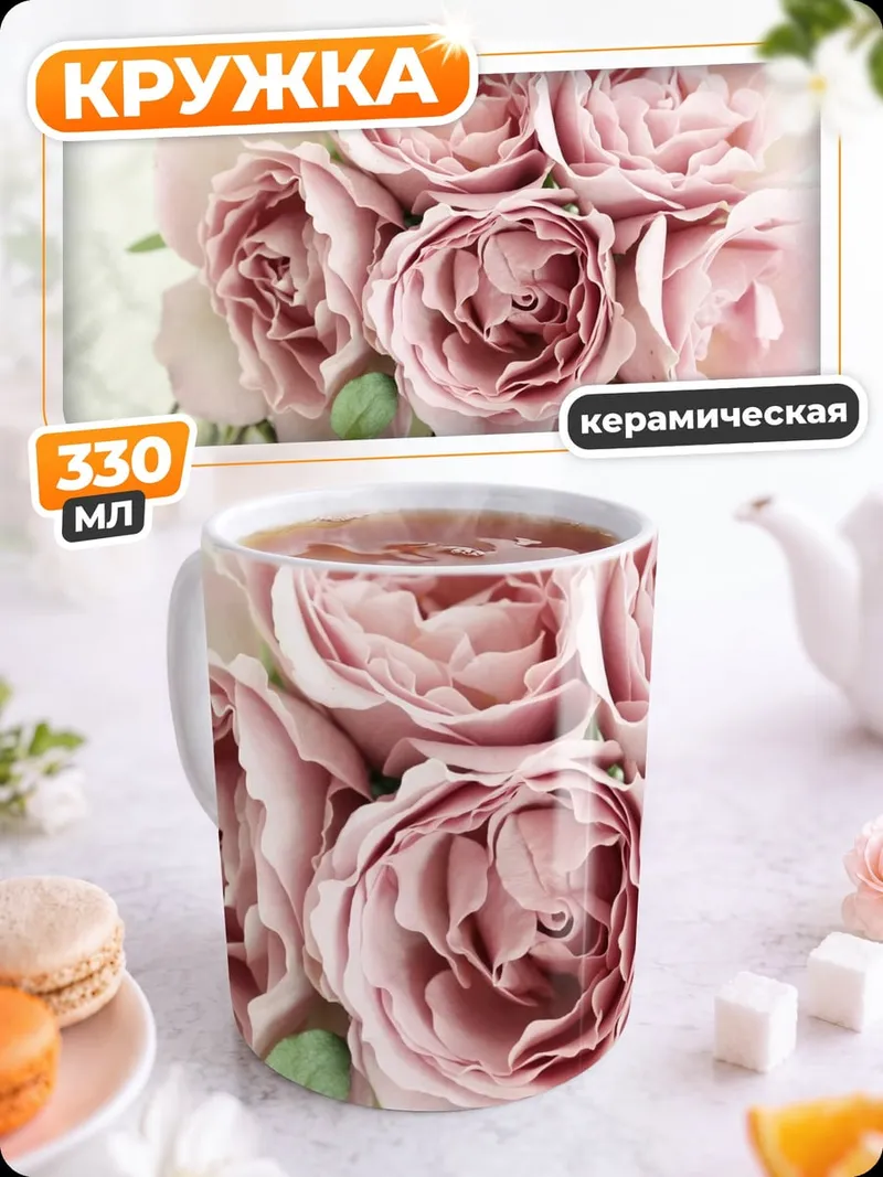 Кружка керамическая Букет розовых роз