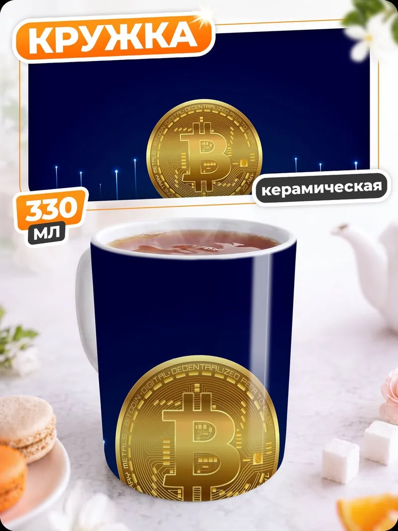 Кружка керамическая золотой биткоин