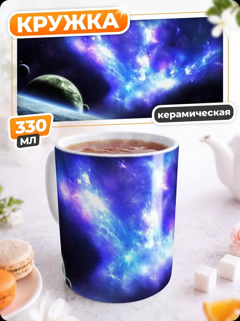 Кружка керамическая Космическая туманность и планеты
