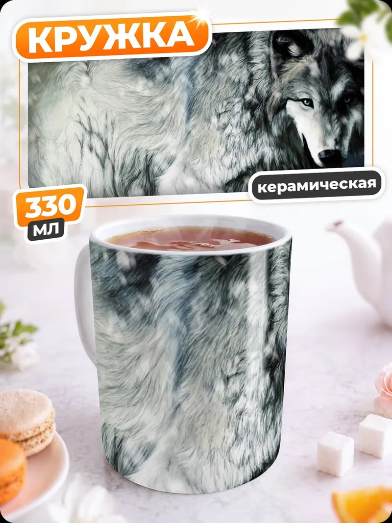Кружка керамическая Снежный волк в метели