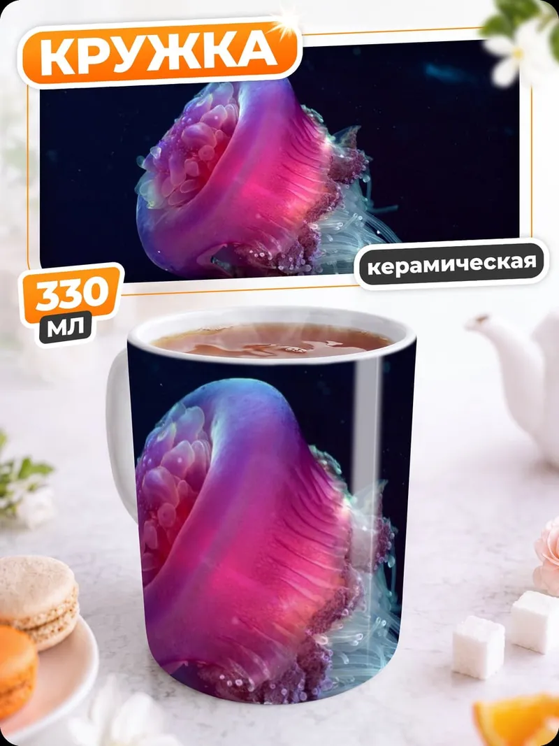 Кружка керамическая Розовая Медуза Глубин