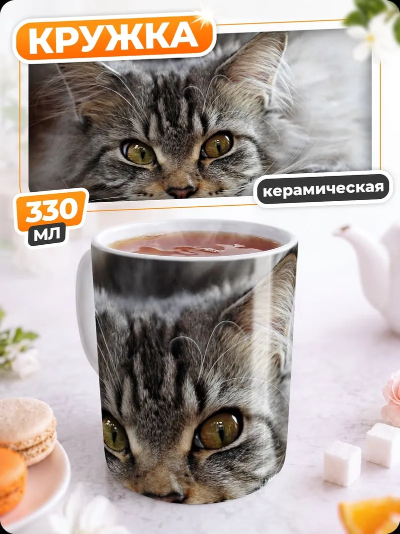 Кружка керамическая Пушистый кот Мейн-кун