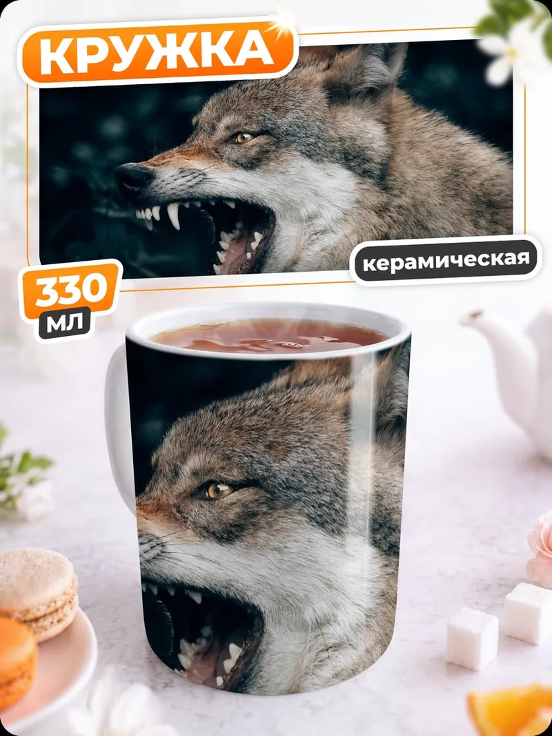 Кружка керамическая Злой волк