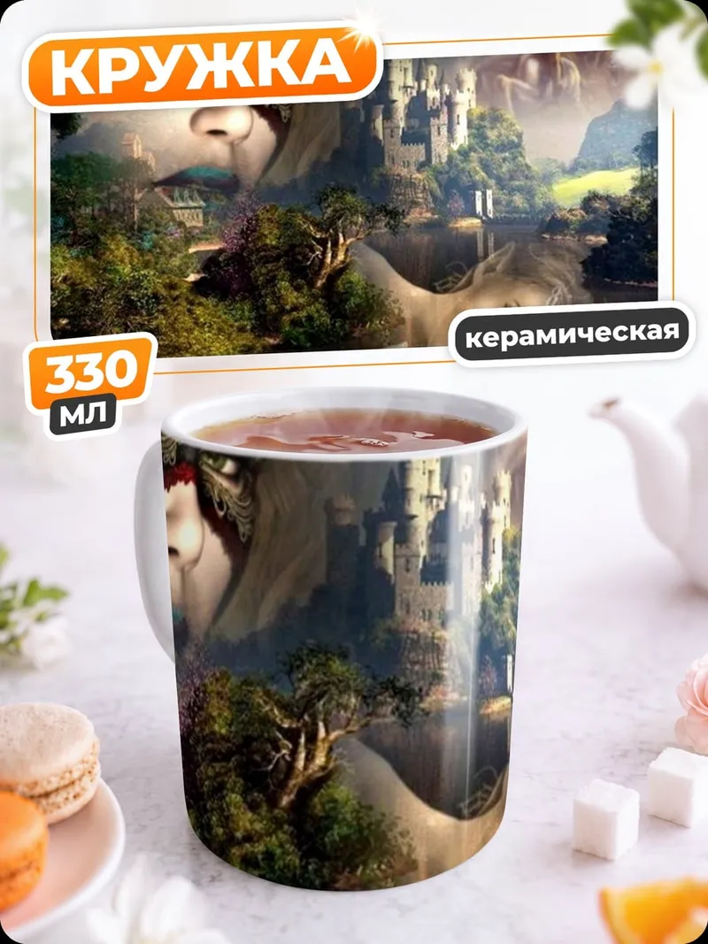 Кружка керамическая Мистический женский коллаж