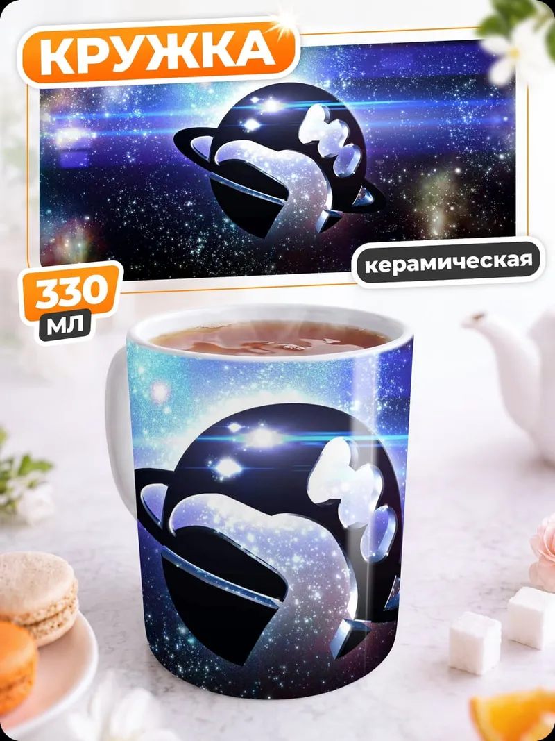 Кружка керамическая космическая планета