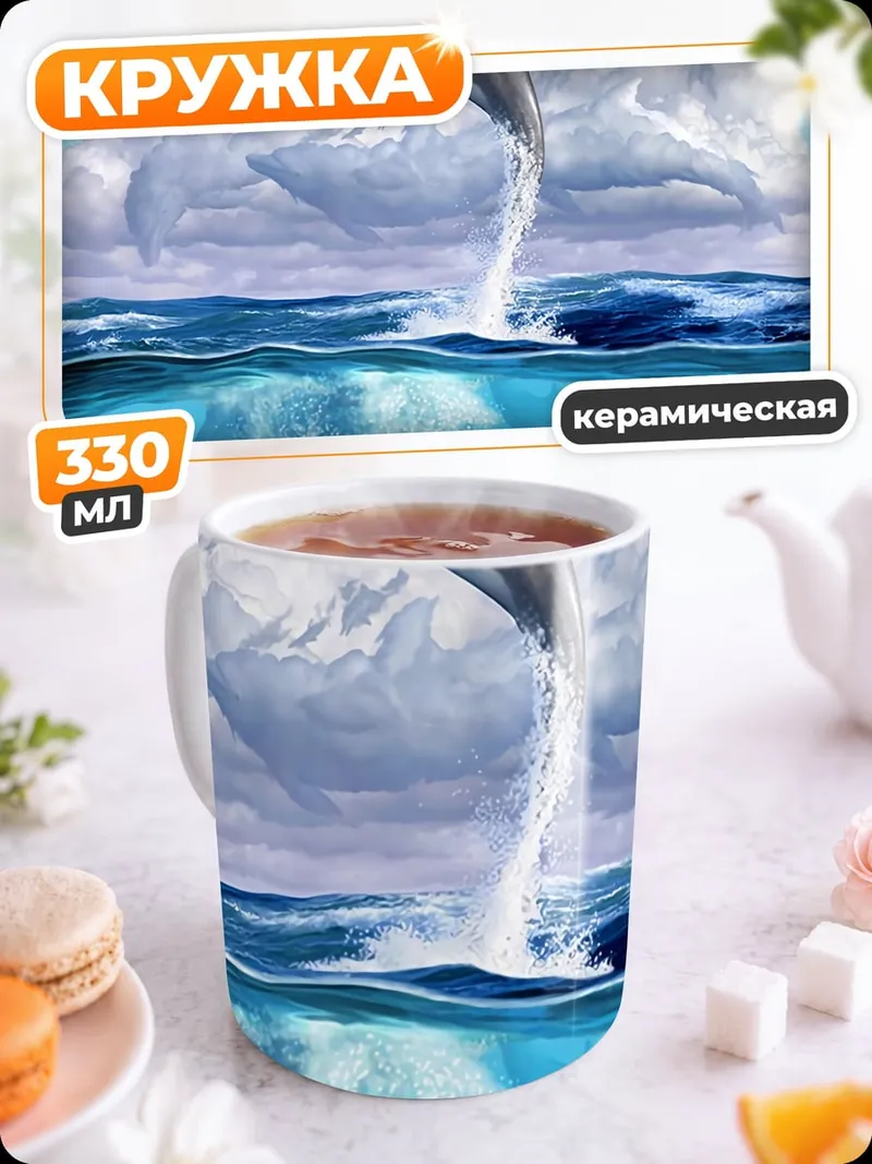Кружка керамическая Прыгающий дельфин