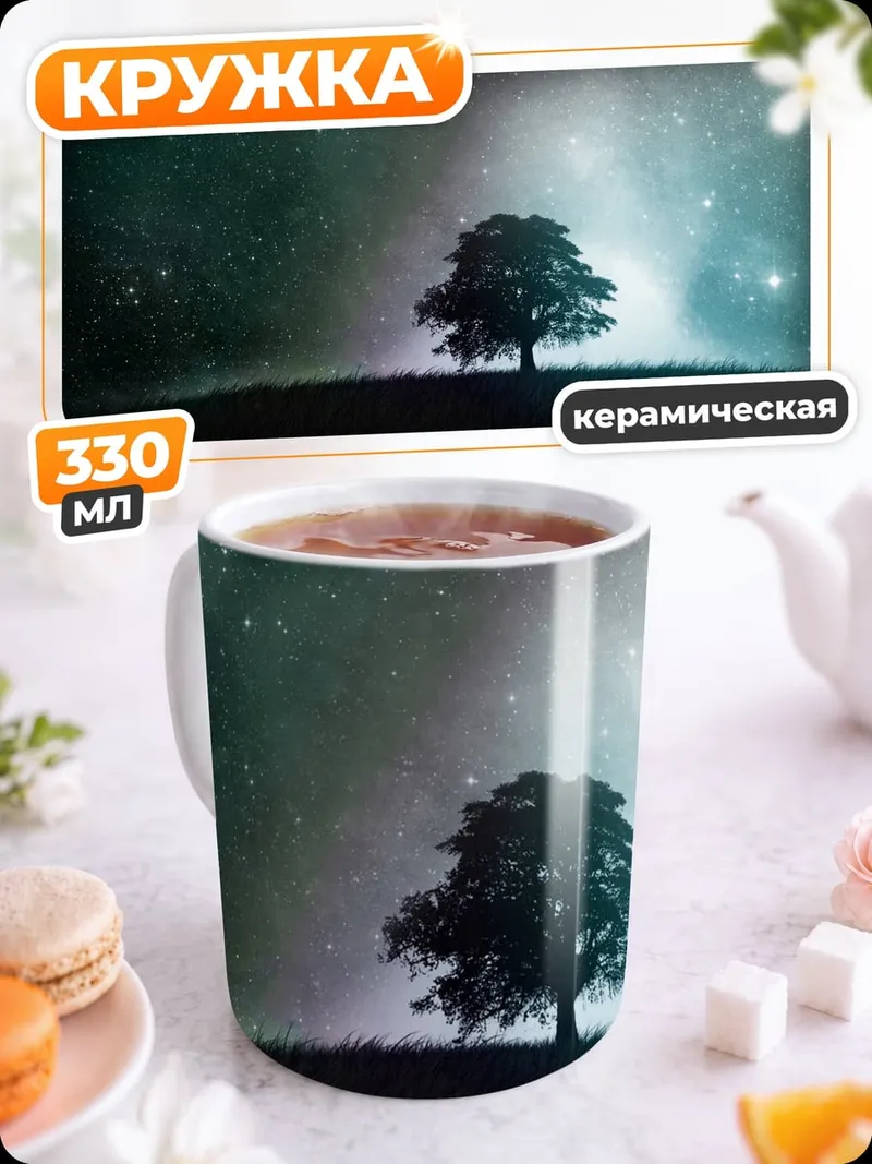 Кружка керамическая Одинокое дерево космос