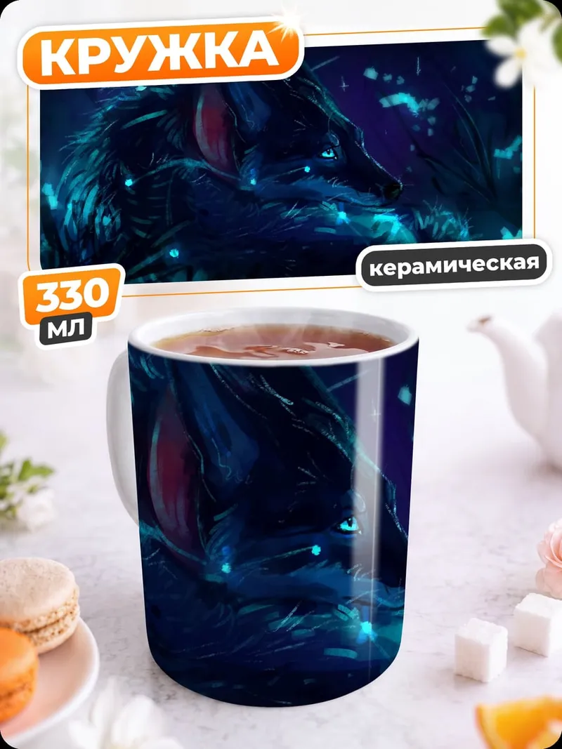 Кружка керамическая Ночной лесной зверь