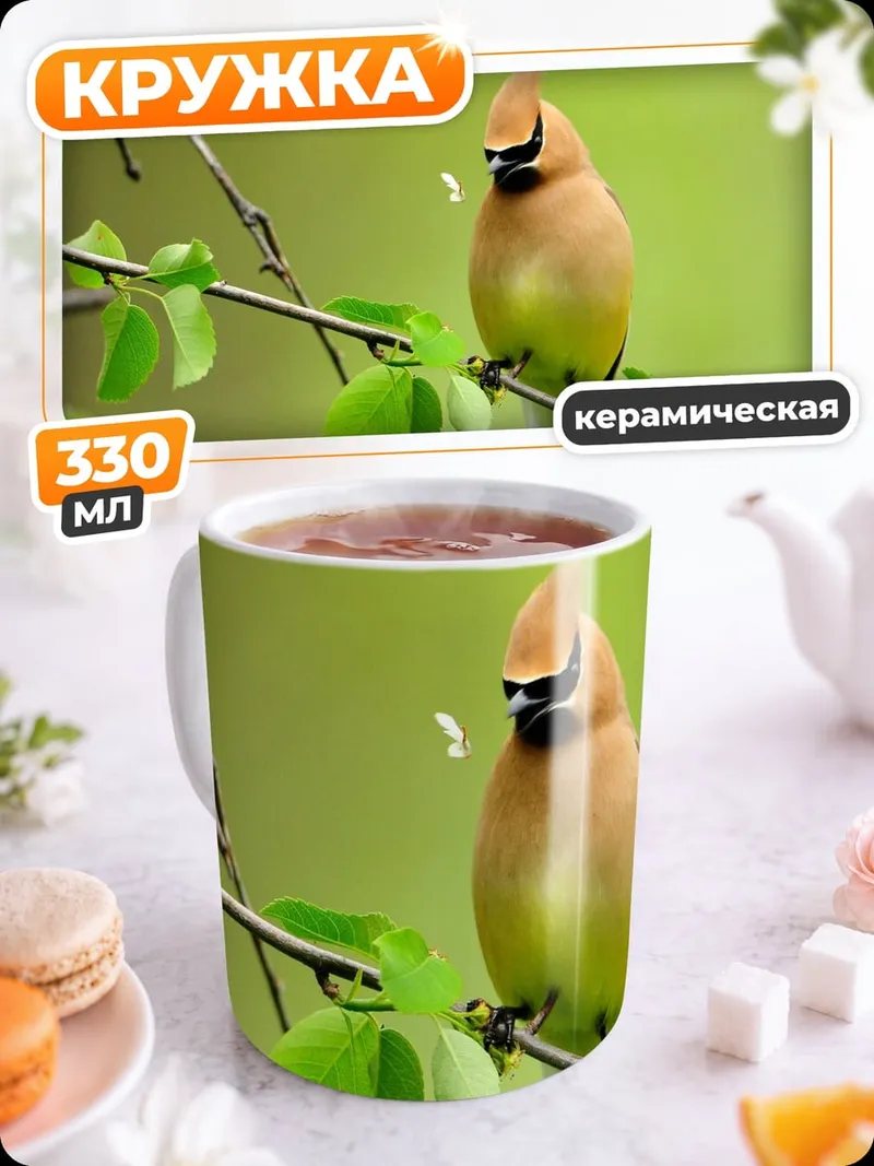 Кружка керамическая Птица на ветке