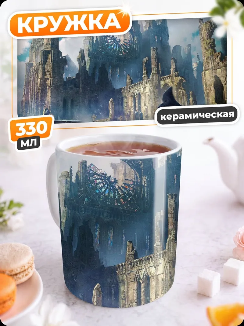 Кружка керамическая Затерянный замок туман