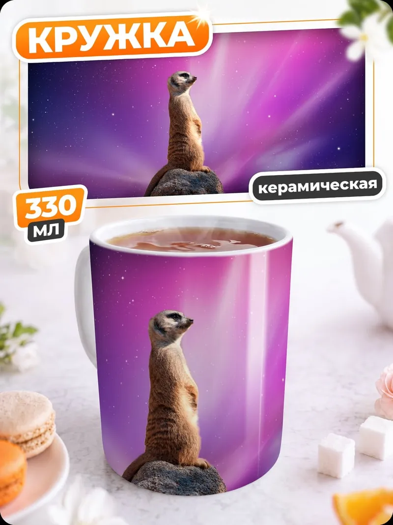 Кружка керамическая Сурикат в космосе