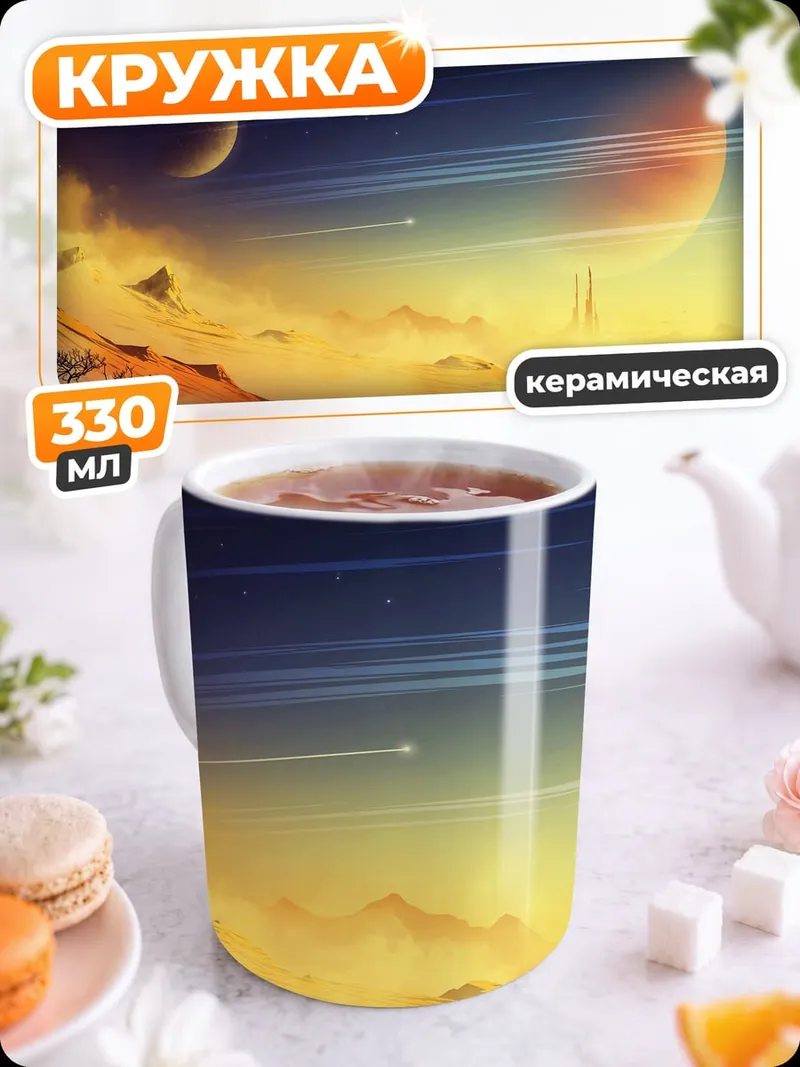 Кружка керамическая космический пейзаж