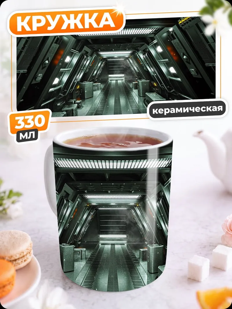 Кружка керамическая Космический коридор корабля