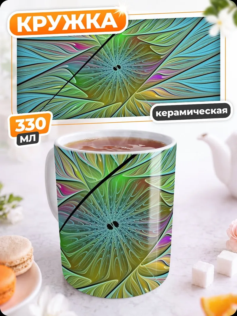 Кружка керамическая Цветочная фрактальная геометрия