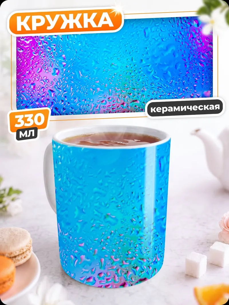 Кружка керамическая Капли на стекле