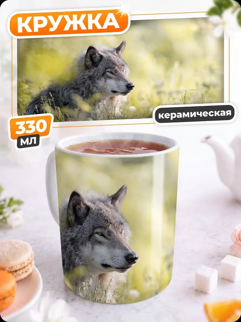 Кружка керамическая Лесной волк