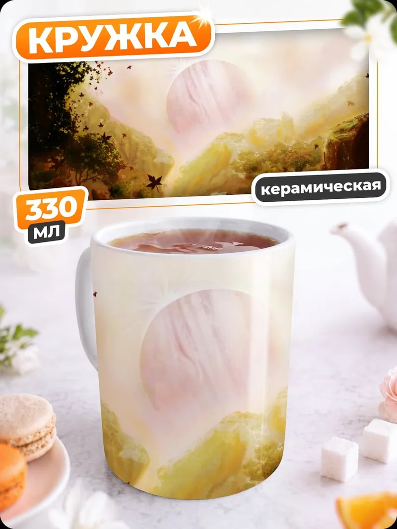 Кружка керамическая Фантастический пейзаж рассвет