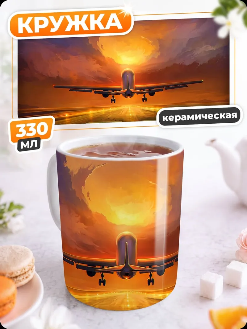 Кружка керамическая Самолет на взлете