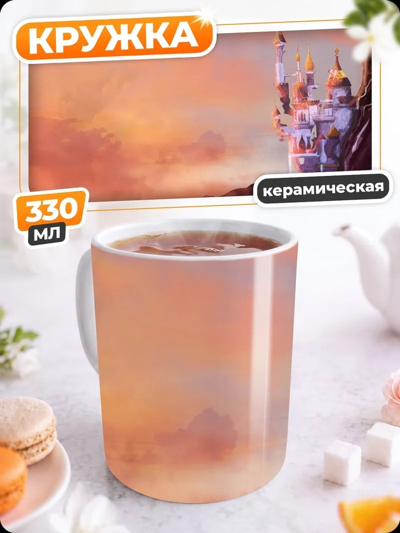Кружка керамическая Замок на закате