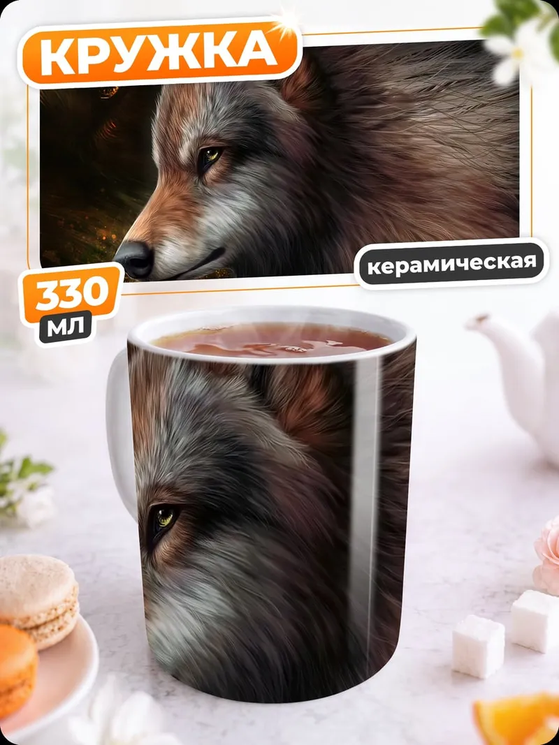 Кружка керамическая Портрет волка