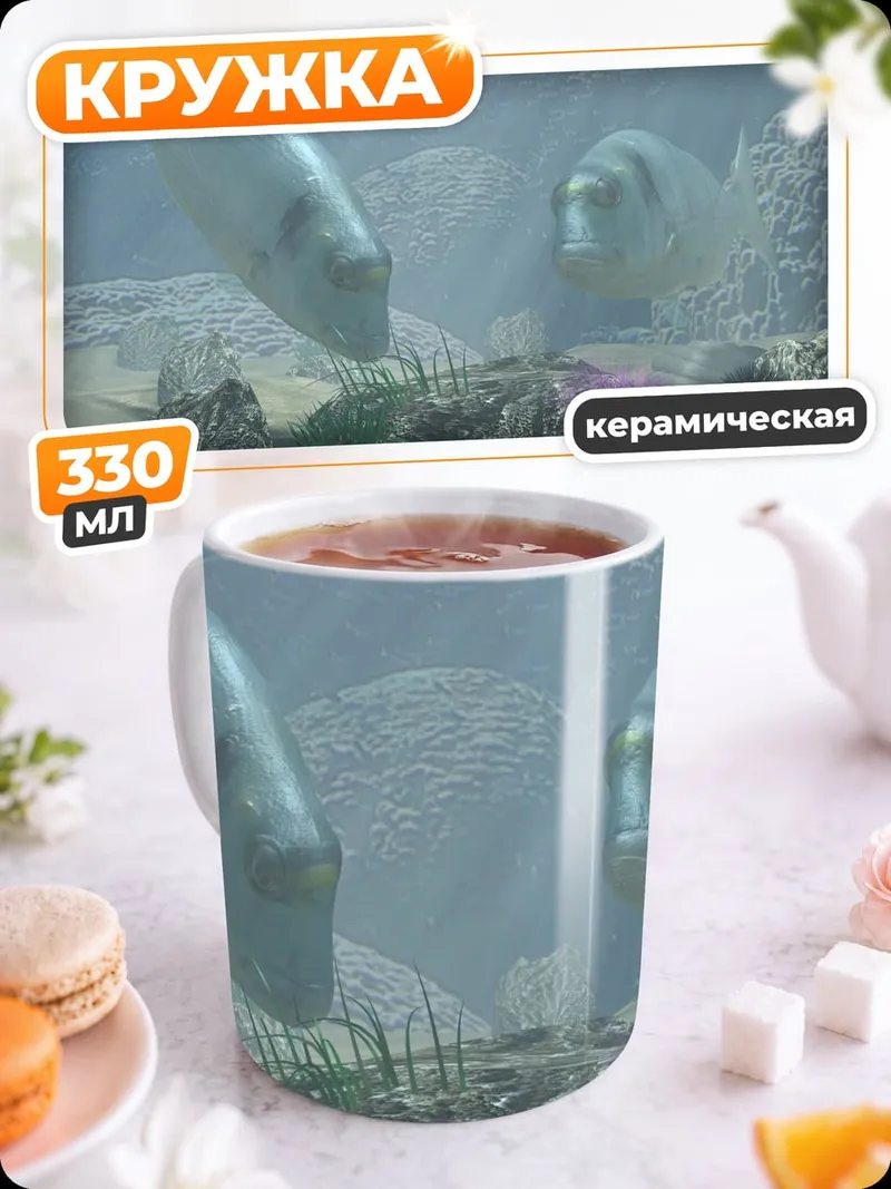 Кружка керамическая Рыбы под водой