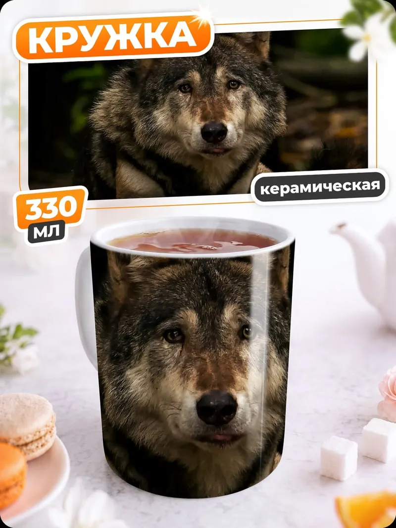 Кружка керамическая Портрет волка