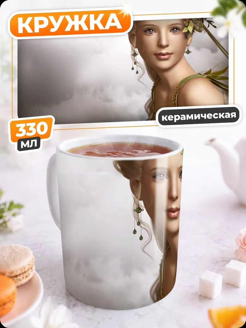 Кружка керамическая Богиня с цветами