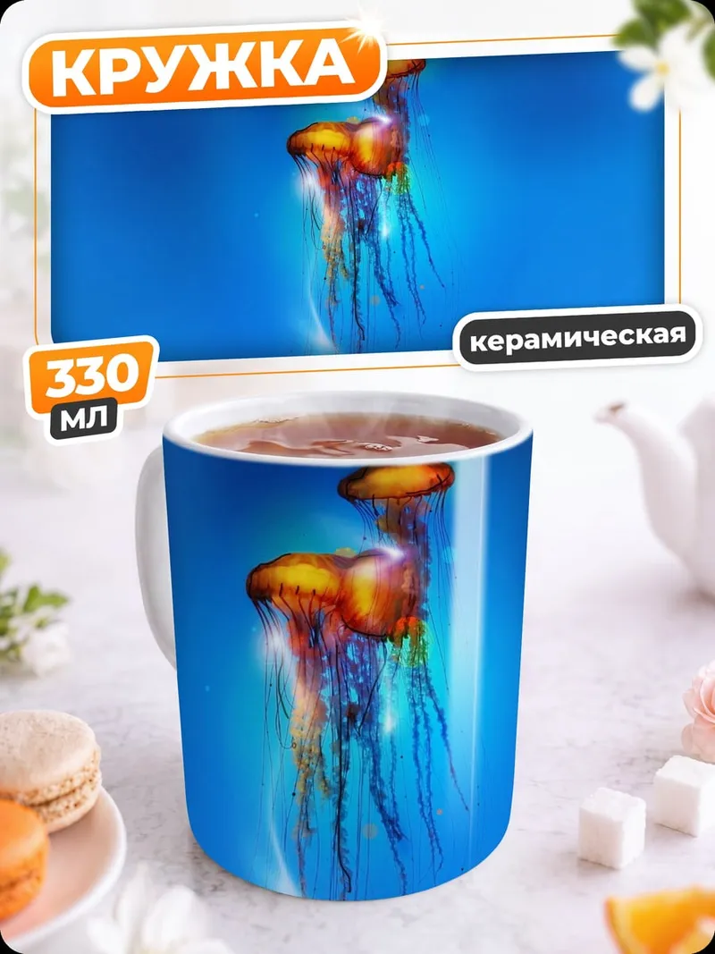 Кружка керамическая Медузы в океане