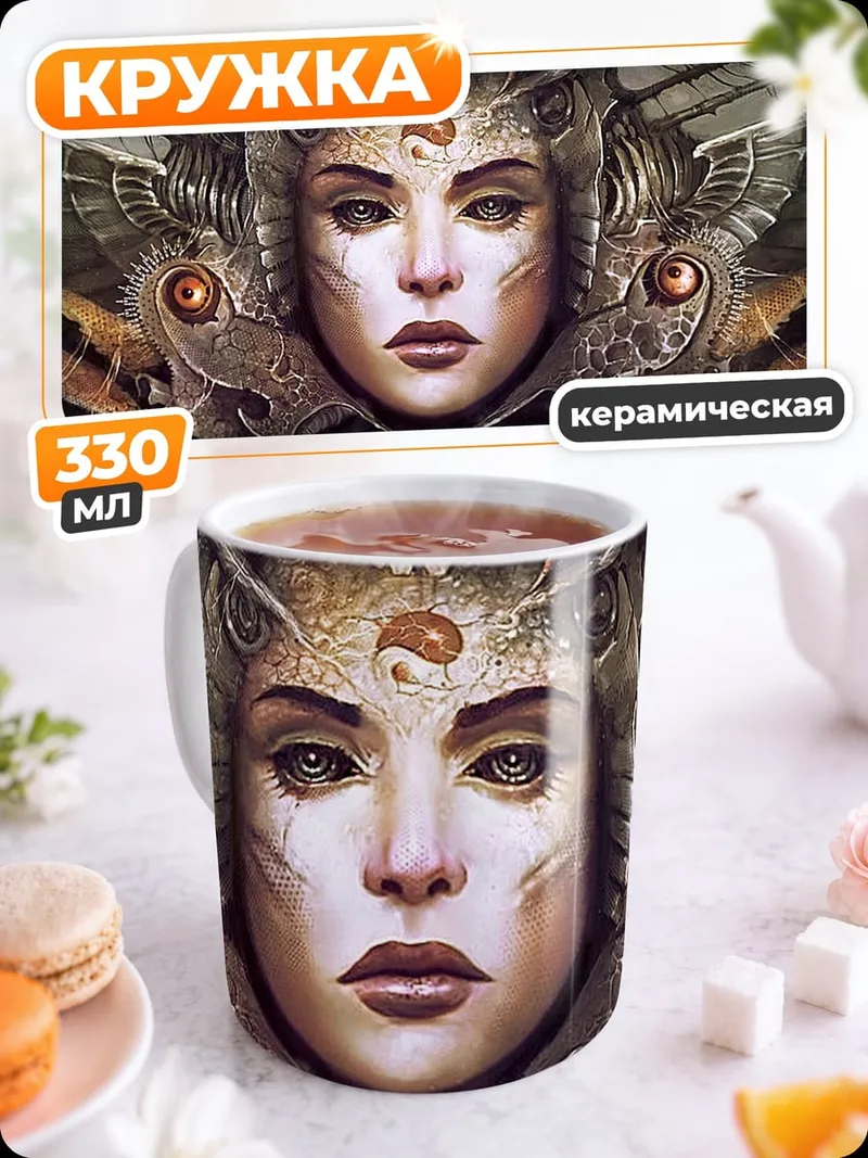 Кружка керамическая Киберпанк женщина