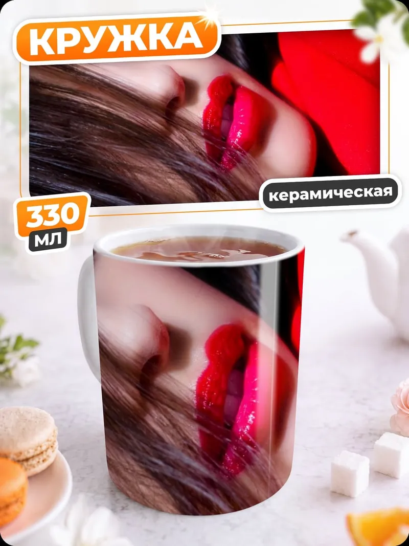 Кружка керамическая Красные губы