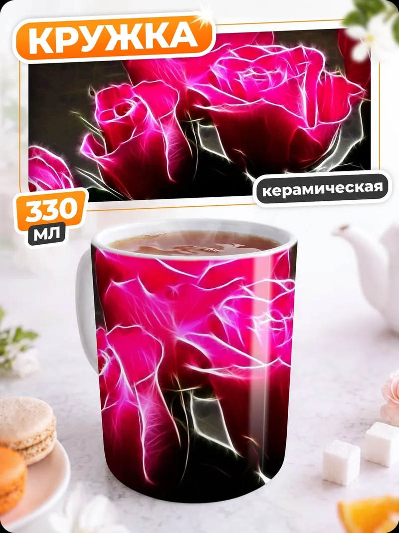 Кружка керамическая Неоновые розы