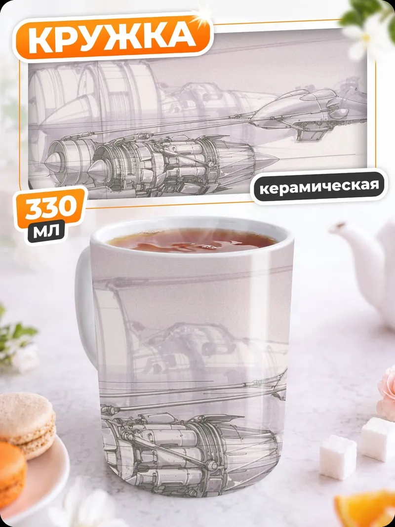 Кружка керамическая Эскиз звездолета