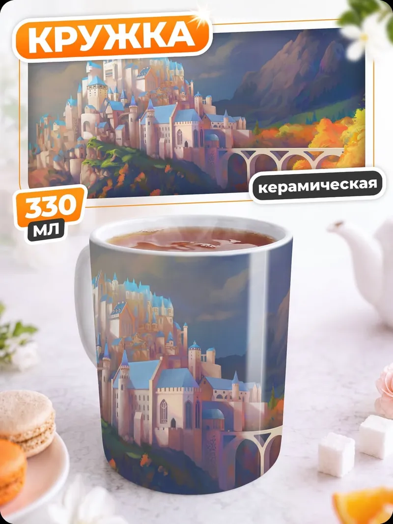 Кружка керамическая Сказочный замок осенью
