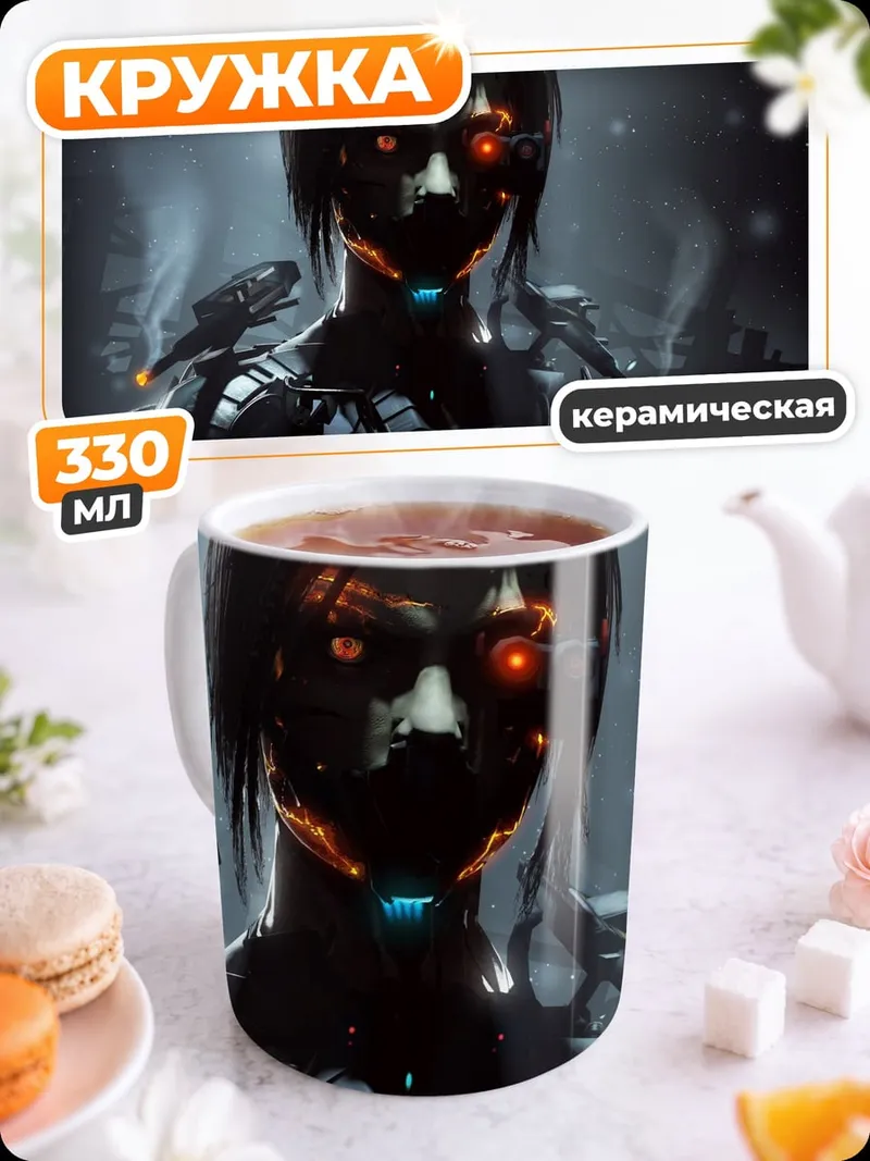 Кружка керамическая Кибернетическая женщина